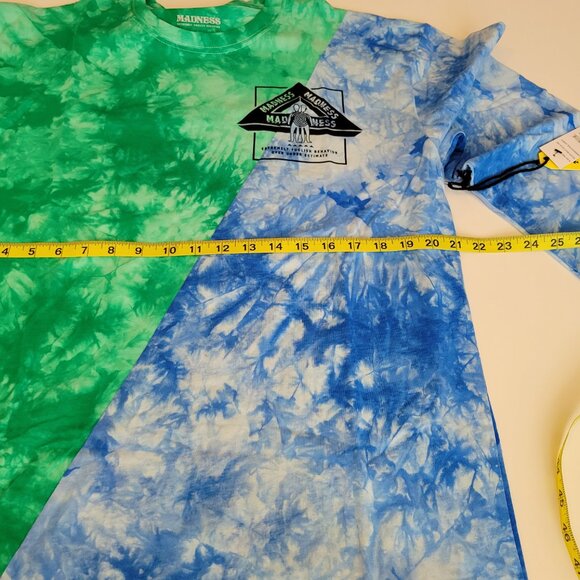 Madness Skateboard Tie Dye Split Green and Blue Long Sleeve T Shirt Large NWT - Picture 7 of 10